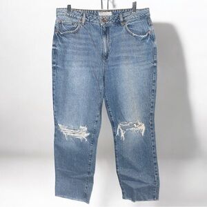 Garage denim distressed straight jeans